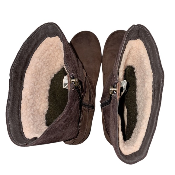 UGG Lorna Boots Womens 8 Brown Leather Suede Shearling Lined Waterproof Outdoors - Picture 6 of 16